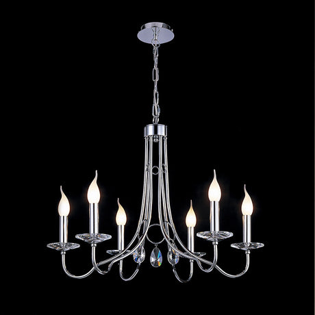 Danya 67cm Round 6 Light Crystal Chandelier - Polished Chrome