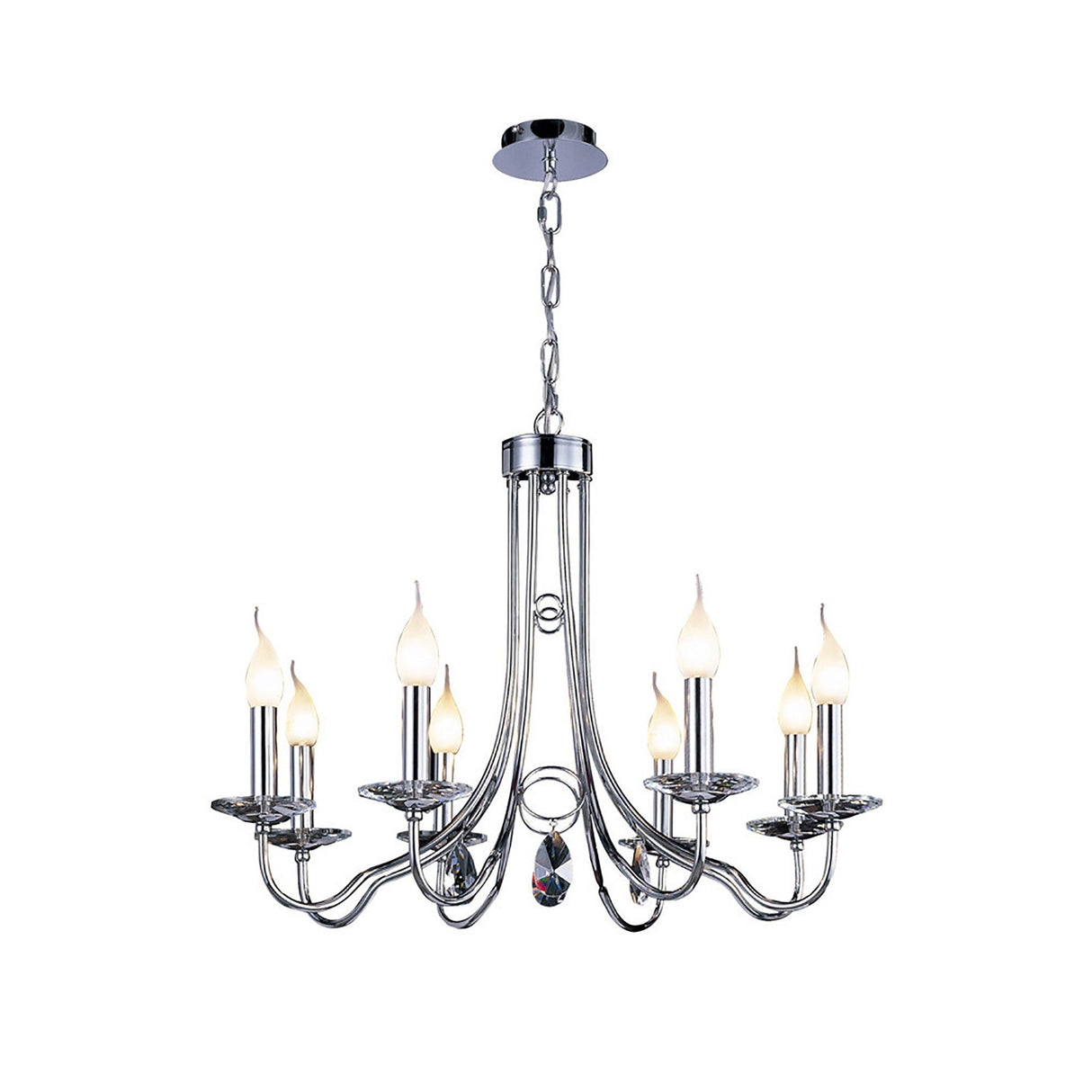 Danya 69cm Round 8 Light Crystal Chandelier - Polished Chrome