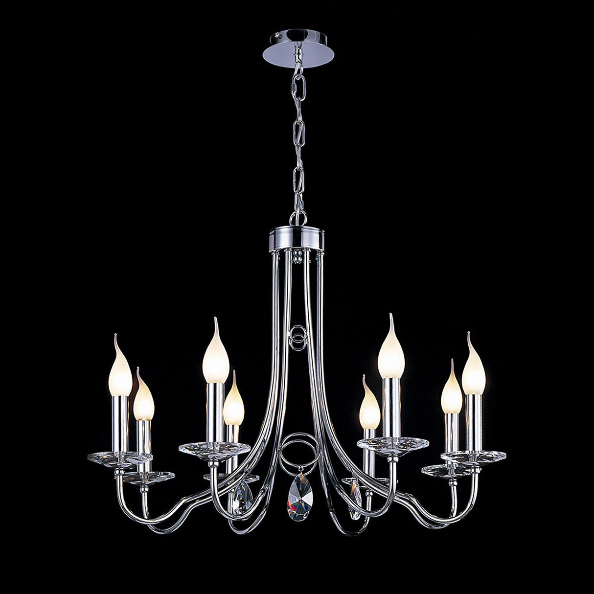 Danya 69cm Round 8 Light Crystal Chandelier - Polished Chrome
