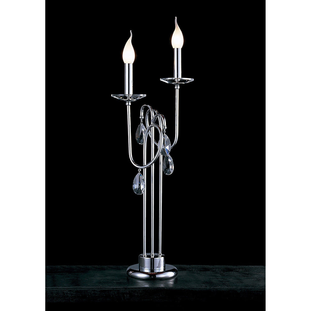 Danya 2 Light Crystal Table Lamp - Polished Chrome