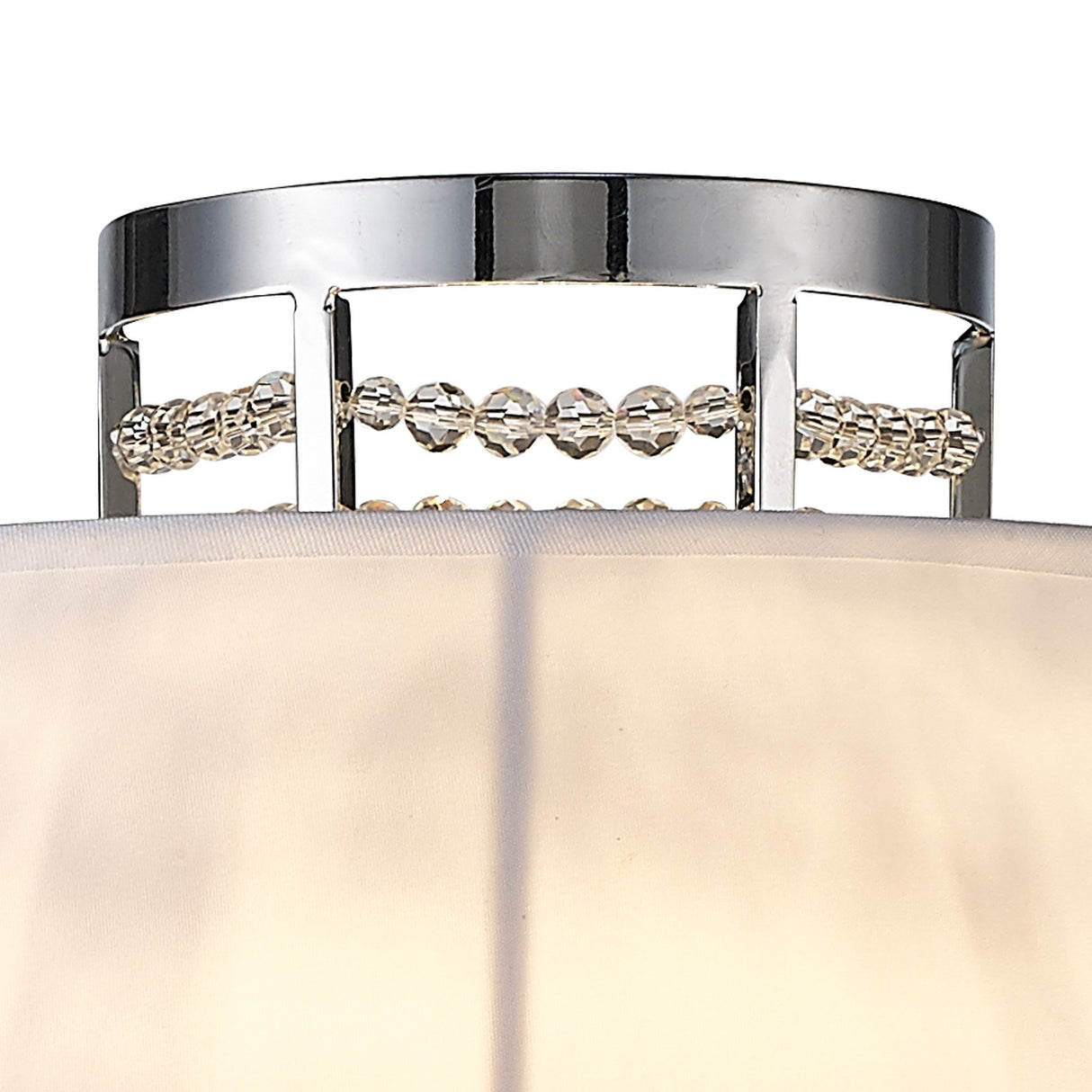 Davina 2 Light Crystal Wall Light - Chrome With White Shade