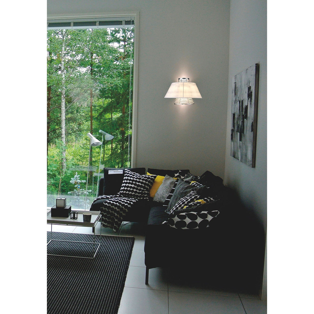 Davina 2 Light Crystal Wall Light - Chrome With White Shade