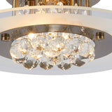 Delmar 4 Light Round Glass/Crystal Flush Ceiling Light - Antique Brass