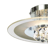 Delmar 4 Light Round Glass/Crystal Flush Ceiling Light - Polished Chrome