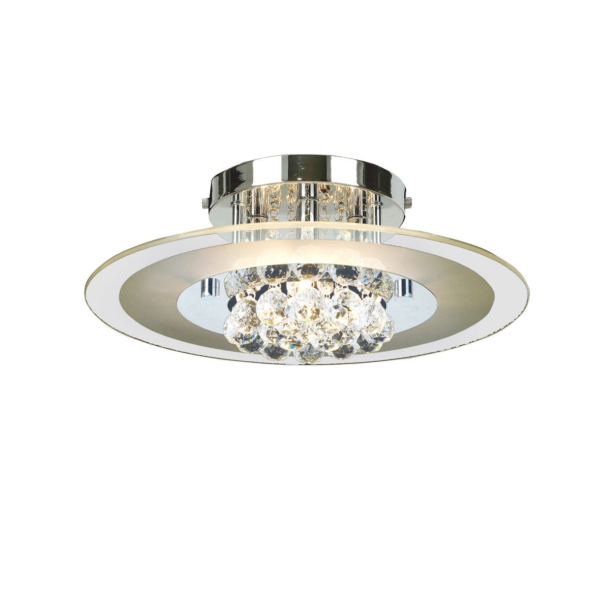 Delmar 4 Light Round Glass/Crystal Flush Ceiling Light - Polished Chrome