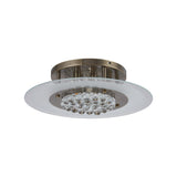 Delmar 6 Light Round Glass/Crystal Flush Ceiling Light - Antique Brass