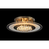 Delmar 6 Light Round Glass/Crystal Flush Ceiling Light - Antique Brass