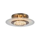 Delmar 6 Light Round Glass/Crystal Flush Ceiling Light - Antique Brass