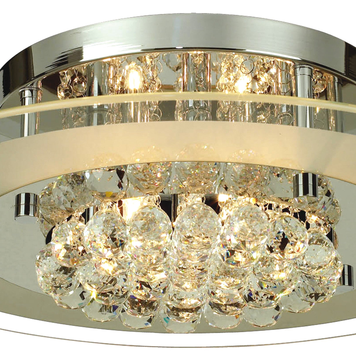Delmar 6 Light Round Glass/Crystal Flush Ceiling Light - Polished Chrome