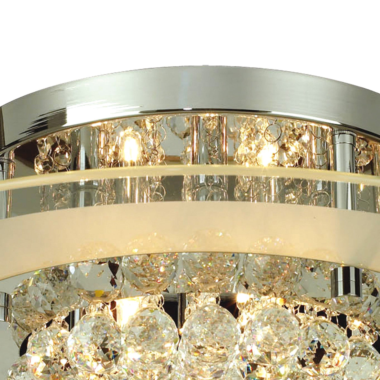 Delmar 6 Light Round Glass/Crystal Flush Ceiling Light - Polished Chrome