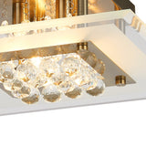 Delmar 4 Light Square Glass/Crystal Flush Ceiling Light - Antique Brass