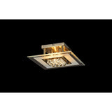 Delmar 4 Light Square Glass/Crystal Flush Ceiling Light - Antique Brass