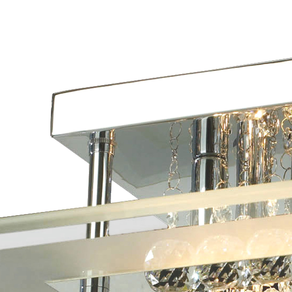 Delmar 4 Light Square Glass/Crystal Flush Ceiling Light - Polished Chrome
