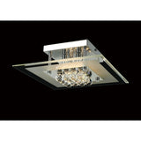 Delmar 4 Light Square Glass/Crystal Flush Ceiling Light - Polished Chrome