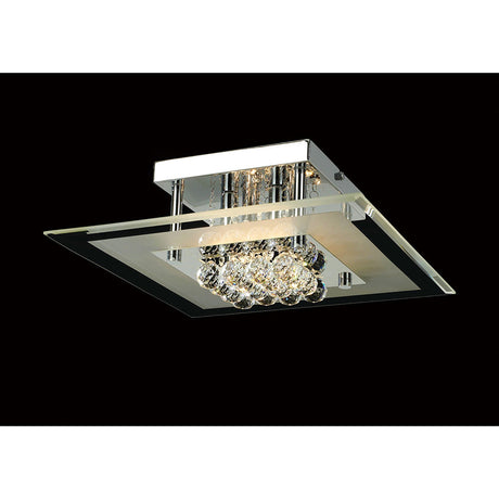 Delmar 4 Light Square Glass/Crystal Flush Ceiling Light - Polished Chrome