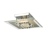 Delmar 4 Light Square Glass/Crystal Flush Ceiling Light - Polished Chrome