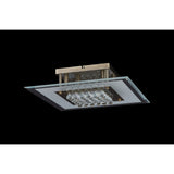 Delmar 6 Light Square Glass/Crystal Flush Ceiling Light - Antique Brass