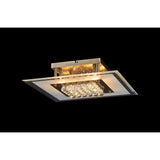 Delmar 6 Light Square Glass/Crystal Flush Ceiling Light - Antique Brass