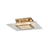 Delmar 6 Light Square Glass/Crystal Flush Ceiling Light - Antique Brass