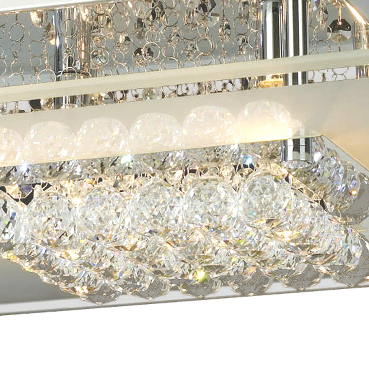 Delmar 6 Light Square Glass/Crystal Flush Ceiling Light - Polished Chrome