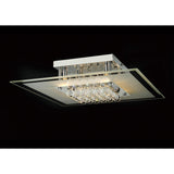 Delmar 6 Light Square Glass/Crystal Flush Ceiling Light - Polished Chrome