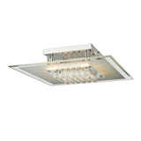 Delmar 6 Light Square Glass/Crystal Flush Ceiling Light - Polished Chrome