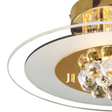 Delmar 4 Light Round Glass/Crystal Flush Ceiling Light - French Gold