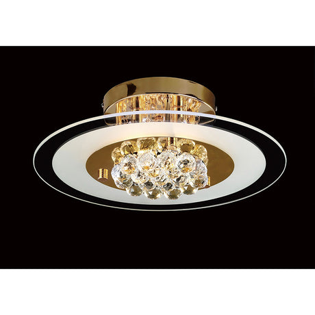 Delmar 4 Light Round Glass/Crystal Flush Ceiling Light - French Gold