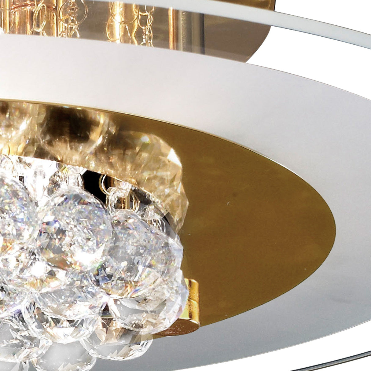 Delmar 6 Light Round Glass/Crystal Flush Ceiling Light - French Gold