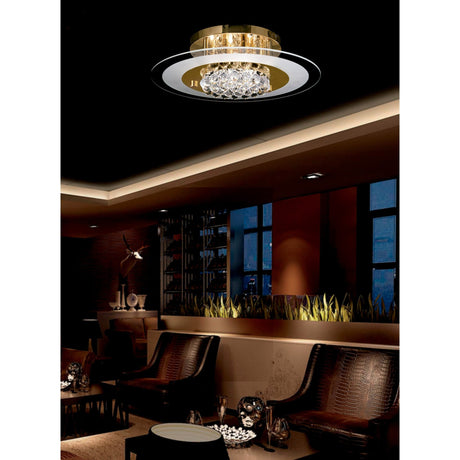 Delmar 6 Light Round Glass/Crystal Flush Ceiling Light - French Gold