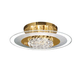 Delmar 6 Light Round Glass/Crystal Flush Ceiling Light - French Gold