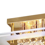 Delmar 4 Light Square Glass/Crystal Flush Ceiling Light - French Gold