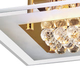 Delmar 4 Light Square Glass/Crystal Flush Ceiling Light - French Gold