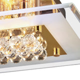 Delmar 4 Light Square Glass/Crystal Flush Ceiling Light - French Gold