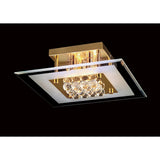 Delmar 4 Light Square Glass/Crystal Flush Ceiling Light - French Gold