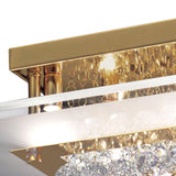 Delmar 6 Light Square Glass/Crystal Flush Ceiling Light - French Gold
