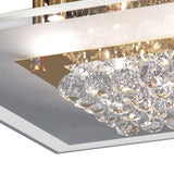 Delmar 6 Light Square Glass/Crystal Flush Ceiling Light - French Gold