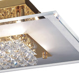 Delmar 6 Light Square Glass/Crystal Flush Ceiling Light - French Gold