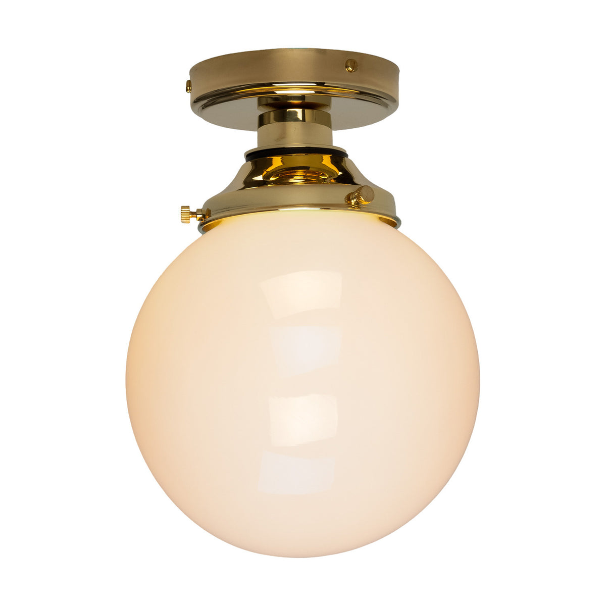 Deniz Glass Globe Flush Ceiling Light IP44 - 20cm