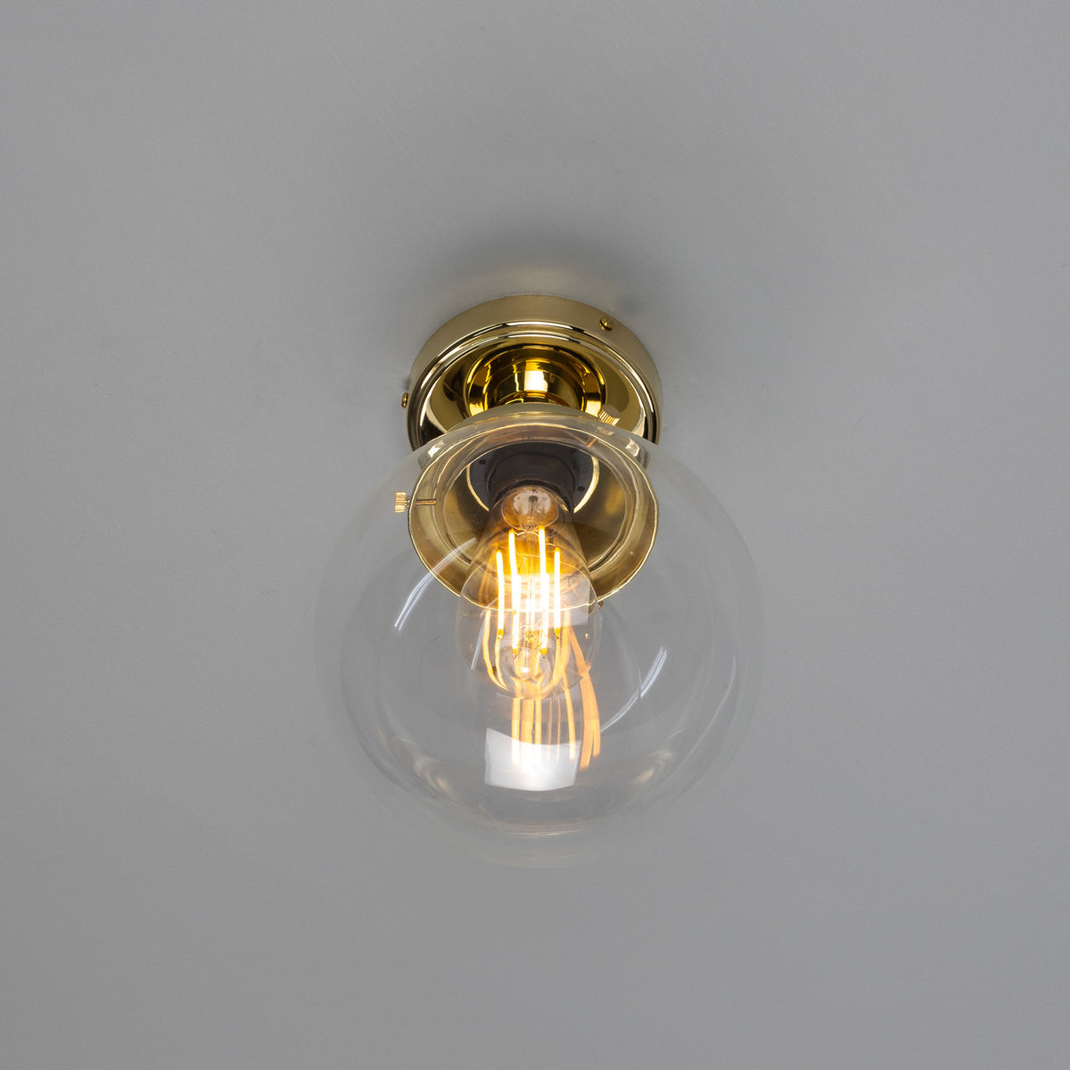 Deniz Glass Globe Flush Ceiling Light IP44 - 20cm