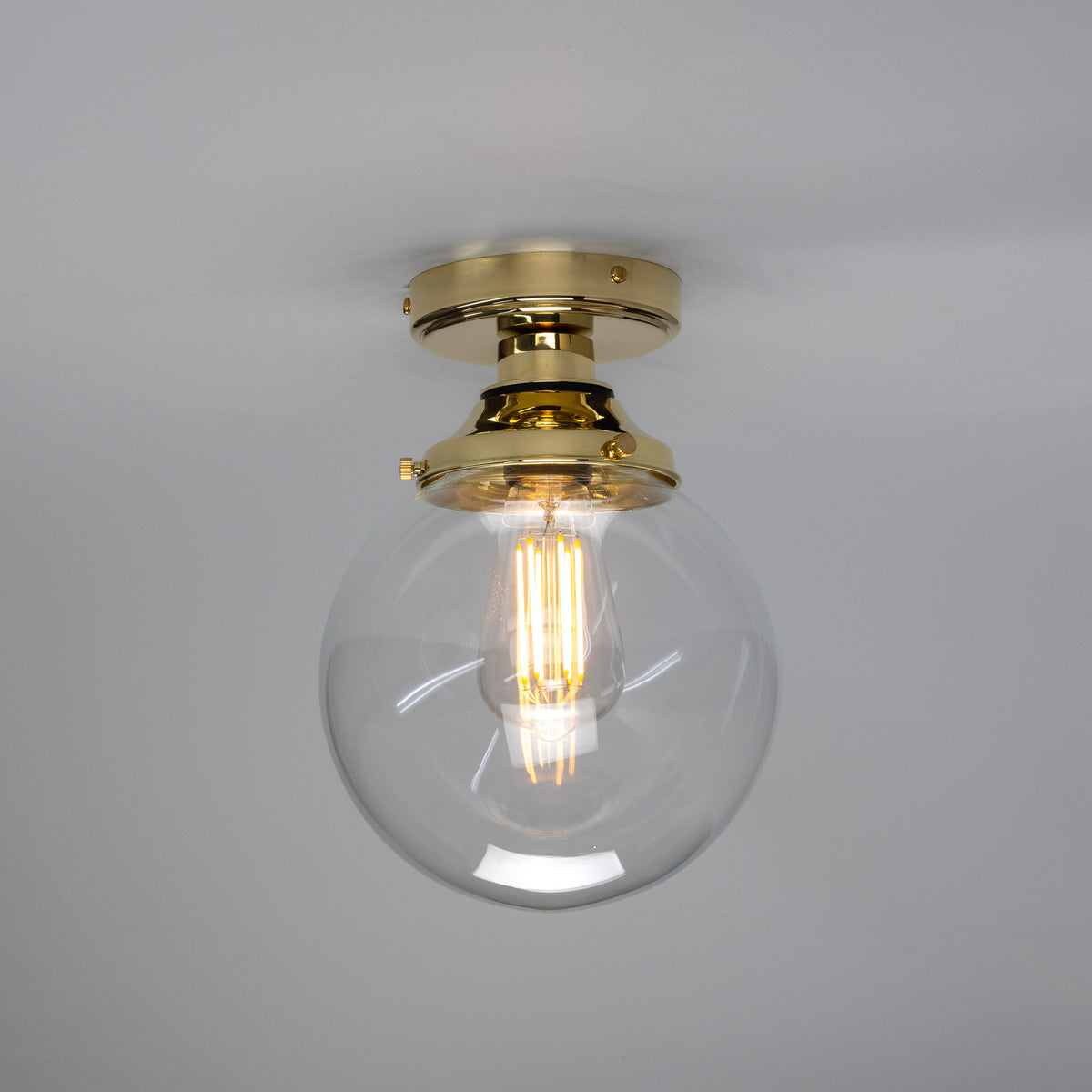 Deniz Glass Globe Flush Ceiling Light IP44 - 20cm