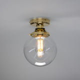 Deniz Glass Globe Flush Ceiling Light IP44 - 20cm