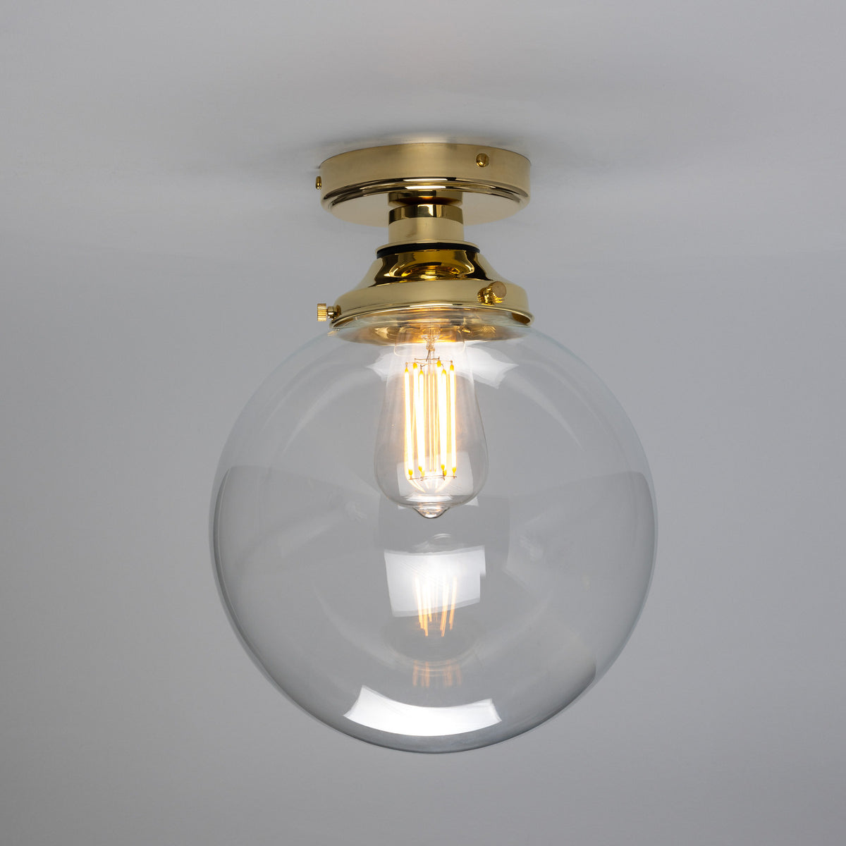 Deniz Glass Globe Flush Ceiling Light IP44 - 25cm