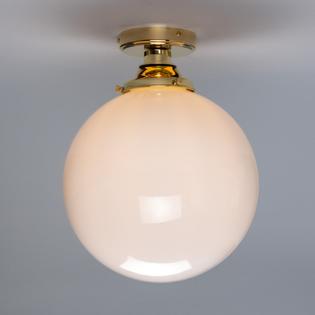 Deniz Glass Globe Flush Ceiling Light IP44 - 30cm