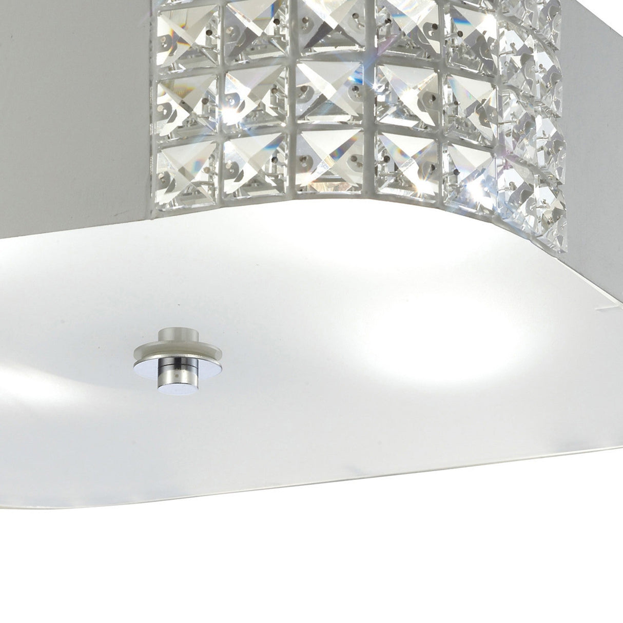 Denver 4 Light Frosted Glass Flush Ceiling Light - White & Chrome