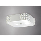 Denver 4 Light Frosted Glass Flush Ceiling Light - White & Chrome