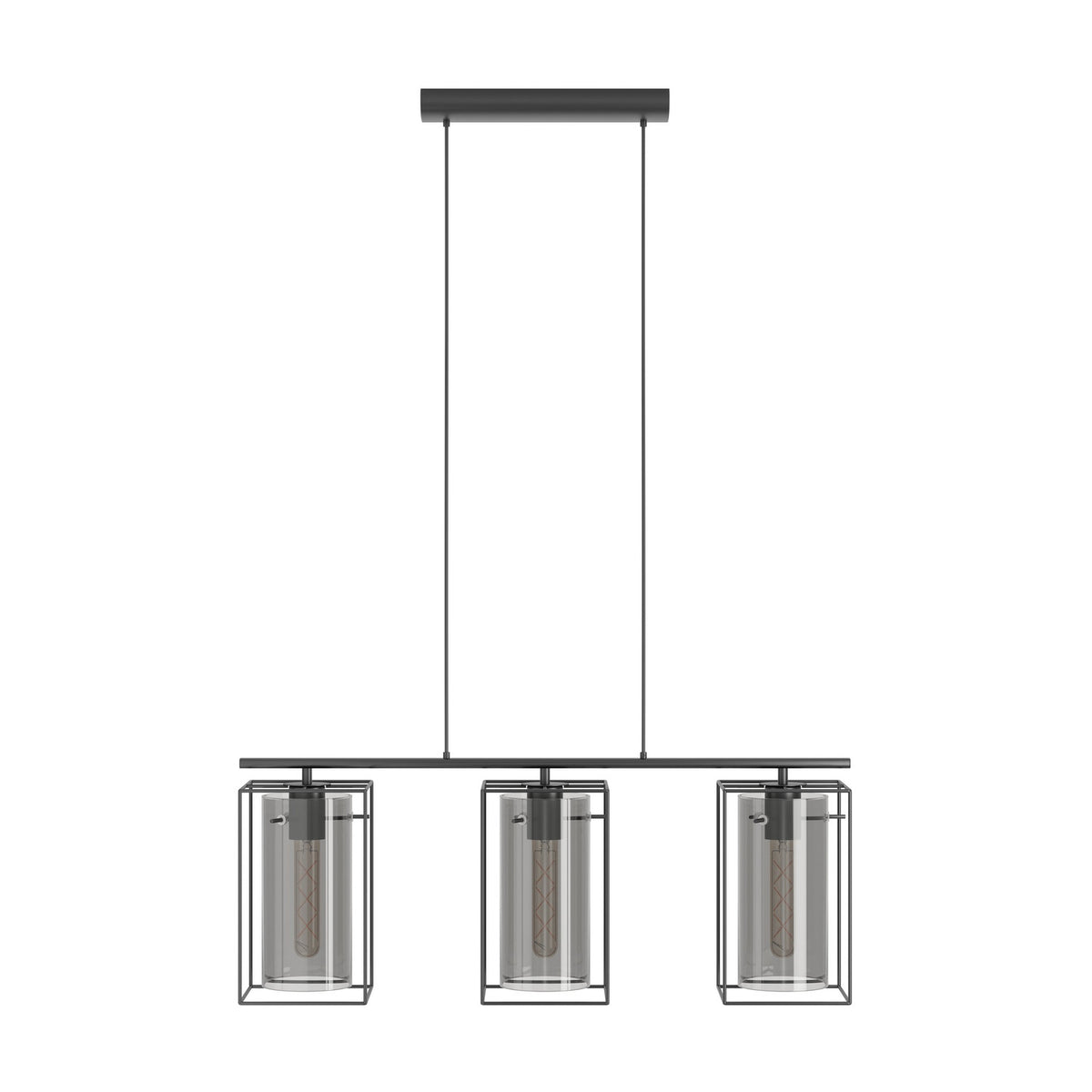 Dernane Smoked Glass Linear Pendant Light - Black