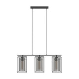 Dernane Smoked Glass Linear Pendant Light - Black