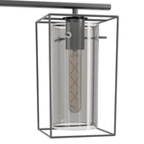 Dernane Smoked Glass Linear Pendant Light - Black