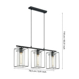 Dernane Smoked Glass Linear Pendant Light - Black